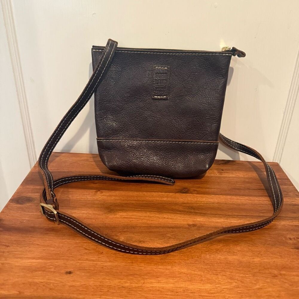 Portland Leather Goods Brown Pebbled Leather Crossbody Bag